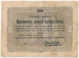 1849. 30kr 'Kossuth Bankó' T:III,III- Fo., Tűly.
Adamo G103 - Sin Clasificación