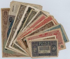 13db-os Korona Bankjegy Tétel, Közte 1920. 50K és 1923. 1000K '8 FILLÉR - NYOLC FILLÉR' Felülnyomással T:III-IV - Unclassified