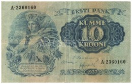 Észtország 1937. 10K T:III- 
Estonia 1937. 10 Krooni C:VG
Krause 67 - Unclassified