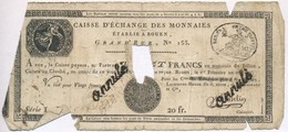 Franciaország / Rouen 1797-1803. 20Fr 'annulé (érvénytelen)' Felülbélyegzéssel T:IV 
France / Rouen 1797-1803. 20 Francs - Non Classés