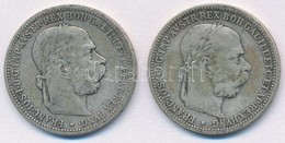 Ausztria 1893. 1K Ag 'Ferenc József' (2x) T:2- Austria 1893. 1 Corona Ag 'Franz Joseph' (2x) C:VF - Sin Clasificación