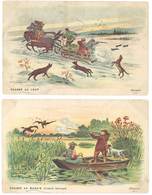 2 Cartes Verso Texte : Chasse Au Marais ( Canard Sauvage ) / Au Loup ( Russie )   ( CHA ) - Chasse