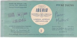 PO8086D# CARTA D´IMBARCO - BIGLIETTO AEREO TICKET IBERIA - LINEE AEREE ESPANOLAS 1955 - Europe