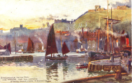 ART - YORKS - SCARBOROUGH - THE OLD TOWN AND HARBOUR  - EARLY TT &amp; S By W MATHISON Art417 - Scarborough