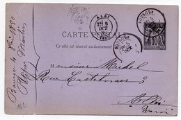1880 - Entier Carte Postale SAGE 10c Noir- Cachets  BOURGES - Cher  - Albi - Tarn - Cartes Postales Types Et TSC (avant 1995)