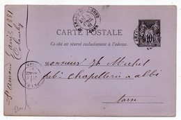 1881 - Entier Carte Postale SAGE 10c Noir- Cachets  SAINT AMAND MONTROND - Cher --ALBI - Tarn - Standard- Und TSC-AK (vor 1995)