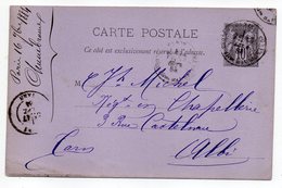 1881-- Entier Carte Postale SAGE 10c Noir- Cachets  PARIS  --75----ALBI - Tarn - Cartes Postales Types Et TSC (avant 1995)
