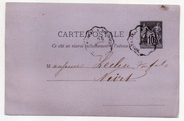 1879-entier Carte Postale SAGE 10c Noir-cachet "Montrejeau à Toulouse"--Leclerc-- NIORT  - Deux-Sèvres - Standard Postcards & Stamped On Demand (before 1995)