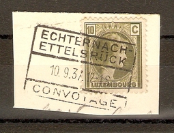 Luxembourg 10/09/1937 - Cachet Ambulant Ferroviaire - Echternach - Ettelsrijk - Convoyage - Fragment - Maschinenstempel (EMA)