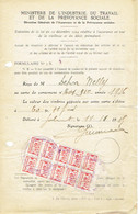 Bloc De 10 Timbres S.M.R.S.S. Centre Et Environs Sur Document Du Ministère De L'Industrie Et Du Travail De 1936 - Private & Local Mails [PR & LO]