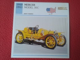 FICHA TÉCNICA DATA TECNICAL SHEET FICHE TECHNIQUE AUTO COCHE CAR VOITURE 1910 1911 MERCER MODEL 30C USA UNITED STATES - Voitures