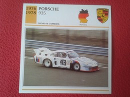 FICHA TÉCNICA DATA TECNICAL SHEET FICHE TECHNIQUE AUTO COCHE CAR VOITURE 1976 1978 PORSCHE 935 RACE CARS GERMANY VER FOT - Autos