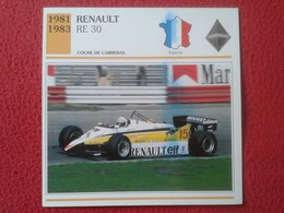 FICHA TÉCNICA DATA TECNICAL SHEET FICHE TECHNIQUE AUTO COCHE CAR VOITURE 1981 1983 RENAULT RE 30 FRANCIA FRANCE VER FOTO - Voitures