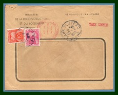 Lettre  Laon - Plateau ( Aisne 02 ) Type A7 1956 / Taxe Simple Gerbe - 1859-1959 Briefe & Dokumente