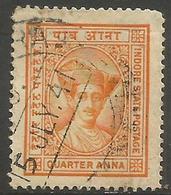 Indore (Holkar) - 1928  Maharaja Yeshwant  Rao II 1/4a Orange Used   SG 16  Sc 15 - Holkar
