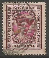 Indore (Holkar) - 1928  Maharaja Yeshwant  Rao II 1/2a Claret Used   SG 17  Sc 16 - Holkar