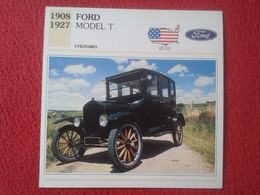 FICHA TÉCNICA DATA TECNICAL SHEET FICHE TECHNIQUE AUTO COCHE CAR VOITURE 1908 1927 FORD MODEL T USA UNITED STATES VER - Autos