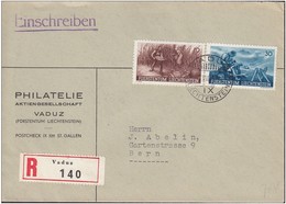 Liechtenstein 1941: R-Brief Mit  Zu 157+159 Mi 192+194 Yv 167+169 Mit O VADUZ 7.VII.41 Nach Bern (Zu CHF 8.00) - Dienstzegels