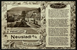 Ref 1230 - 1912 Postcard - Neustadt Bavaria Germany - Pfalzer Lied Folk Song Lyrics - Neustadt Waldnaab