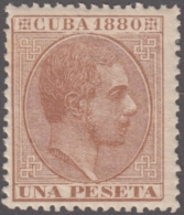 1880-139 CUBA ESPAÑA SPAIN. 1 Pta. 1880. ALFONSO XII. Ed.61. COLOR MUY FRESCO. MNH - Prefilatelia
