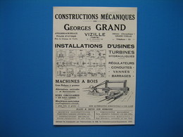 (1927) Constructions Mécaniques, Installations D'Usines, Machines à Bois - GEORGES GRAND - Vizille (Isère) - Werbung