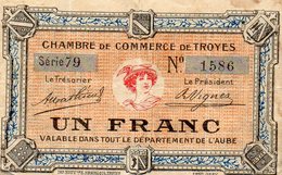 Chambre De Commerce De Troyes -  Un Franc 1921 - Chambre De Commerce