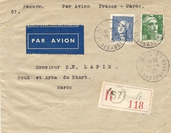 1945- Env. RECC. Par Avion Affr. à 9 F. Au Dos, Déclaration Et Droits De Douane Pour Des T P - 1859-1959 Briefe & Dokumente