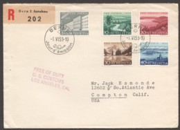 1955  FDC Recommandé Pour Les USA Oblitération Française Zum 71-75 - Cartas & Documentos