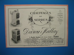 (1927) Chauffage De Serres - DEDIEU & HALLAY - Ruelle Gandon à Paris --- Souffleur CHANARD à Rueil-Malmaison - Advertising