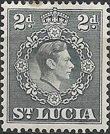 ST LUCIA 1938 King George VI - 2d - Grey MH - Ste Lucie (...-1978)