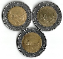 3 Pièces De Monnaie 500 Lires 1982-1983-1989 - 500 Liras