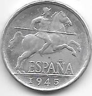 *spain 5 Centimos 1945 Km 765  Unc !!!! - 5 Centiemen