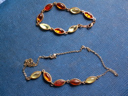 COLLIER ANCIEN 48 Cm Et Son Bracelet  18 Cm - Métal + Pierres - Kettingen