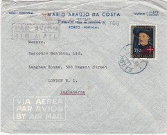 PORTUGAL AIRMAIL COVER - PORTO To ENGLAND - Lettres & Documents