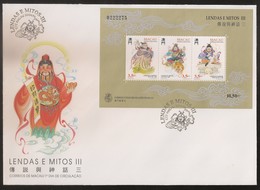 Macau Macao Chine FDC Block 1996 - Lendas E Mitos III Deus Da Terra, Fortuna E Cozinha - Legends And Myths - MNH/Neuf - FDC