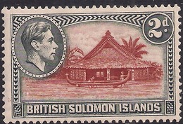 British Solomon Islands 1939 - 51 KGV1  2d Canoe House MM SG 63 ( H1162 ) - Iles Salomon (...-1978)