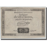 France, 10 Livres, 1792, Taisaud, 1792-10-24, TB, KM:A66a, Lafaurie:161a - Assignats