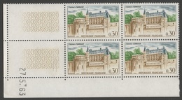 FRANCE 1963  N° YT 1390**  Bloc De 4 Et Coin Daté 27.5.63   / Série Touristique  / Château D'Amboise / MNH / Cote 4e30 - Unused Stamps