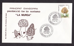 Andorra: FDC First Day Cover, 1984, 1 Stamp, Mushroom, Fungus (traces Of Use) - Cartas & Documentos