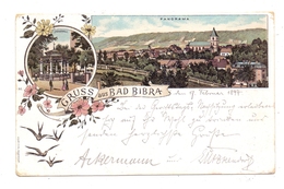 0-4802 BAD BIBRA, Lithographie 1897, Brunnenhalle, Gesamtansicht - Bad Bibra