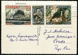 Ref 1231 - 1958 Real Photo Postcard - Monaco France - Triple Stamp - 30f Rate To Breda - Haven