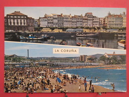 Visuel Pas Très Courant - Espagne - La Coruña - Puerto Y Playa De Riazor - Scans Recto-verso - La Coruña