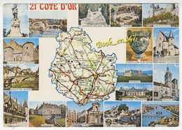 {78597} 21 Côte D' Or , Carte Et Multivues ; Arnay Le Duc , Montbard , Alésia , Vougeot , Commarin , Auxonne , Dijon - Cartes Géographiques