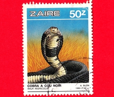 ZAIRE - Usato - 1987 - Rettili - Serpenti - Cobra (Naja Nigricolis) - 50 - Strappato In Alto A Dx - Usados