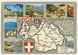 Delcampe - {78612} 73 Savoie , Carte Et Multivues ; Chambéry , Conflans , Arc 1800 , Roselend , Lac Du Bourget - Landkarten
