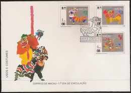 Macau Macao Chine FDC 1992 - Usos E Costumes - Dança Leão E Dragão - Columbian Stamp Expo '92 Chinese Dances - MNH/Neuf - FDC