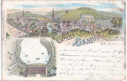 Gruss Aus GEMÜND Eifel Schleiden Color Litho Projektierte Thalsperre 24.9.1899 Gelaufen - Schleiden