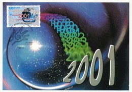 FRANCE - Carte Maximum - 3,00F 2001 Nouveau Millénaire - Premier Jour - PARIS 14.10.2000 - 2000-2009
