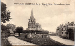 27 SAINT AUBIN D'ESCROSVILLE - La Place De L'église, Statue De AUZOUX - Saint-Aubin-d'Ecrosville