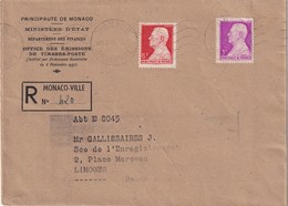 MONACO  1946 LETTRE RECOMMANDEE DE MONACO-VILLE AVEC CACHET ARRIVEE LIMOGES - Brieven En Documenten